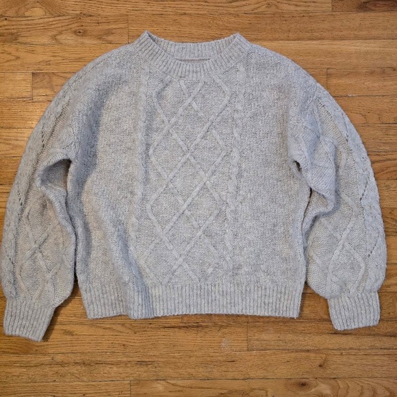 Lucky Brand Womens Knitted Sweater Geometric Tan SZ Medium Pullover Long Sleeve - Picture 1 of 5